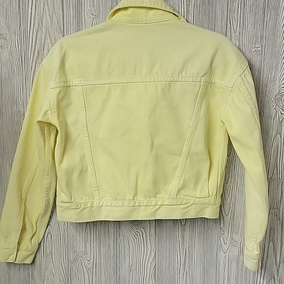 Zara Light Yellow Denim Jean Jacket Womens Size XS - Picture 5 of 10